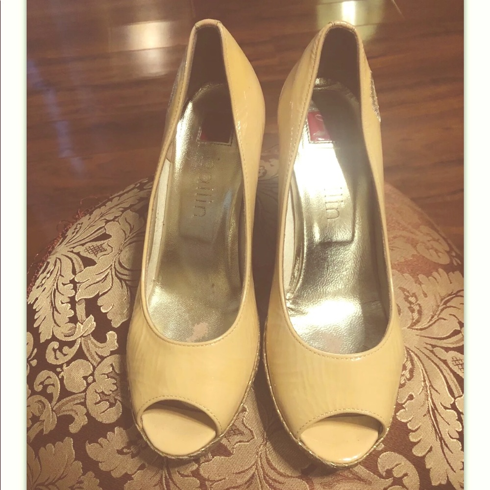 Ballin Patent Leather Wedge Open Toe Pumps 36.5
